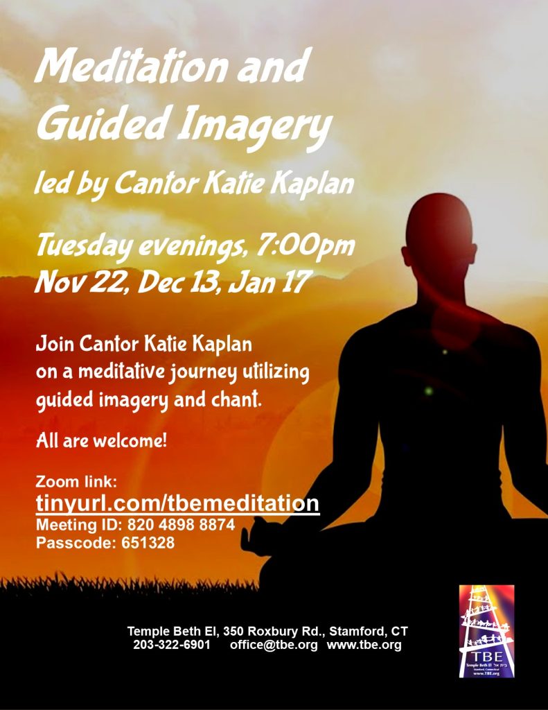 Meditation & Guided Imagery with Cantor Katie @ via Zoom