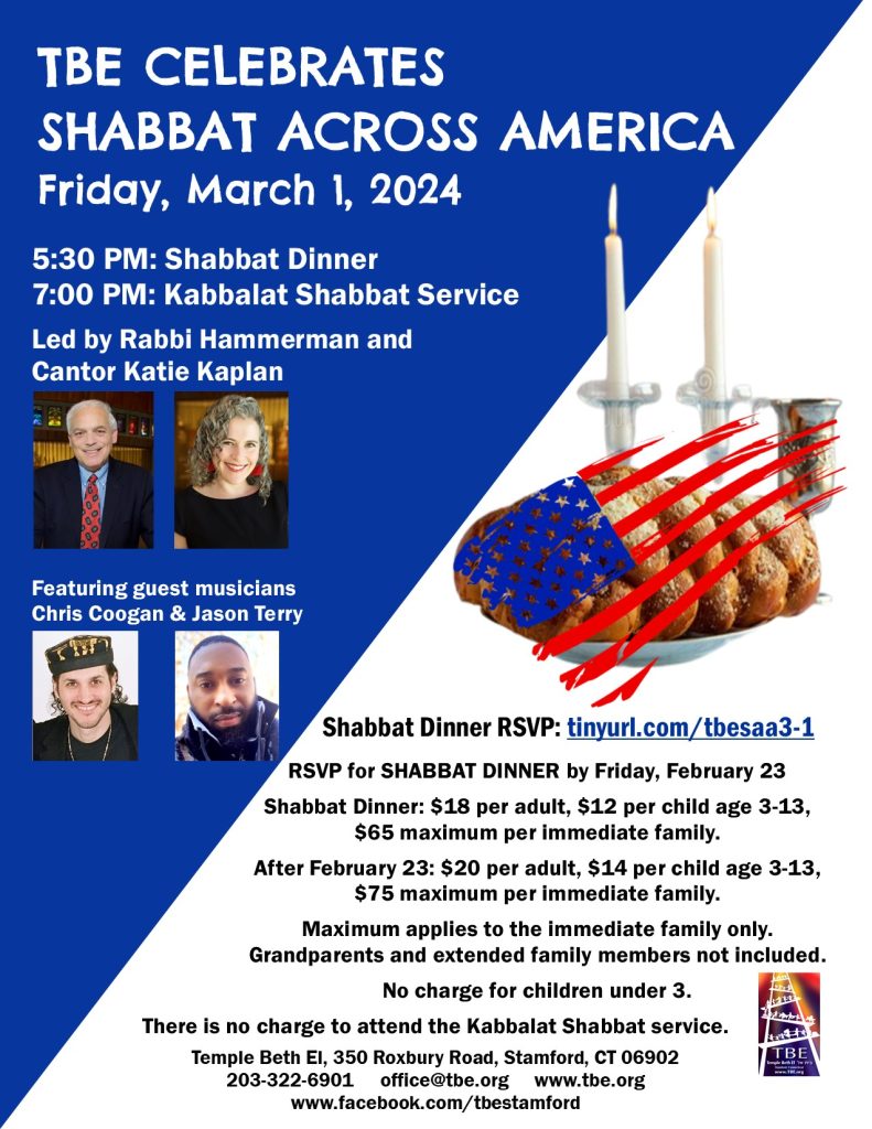 Shabbat Across America Dinner @ Temple Beth El