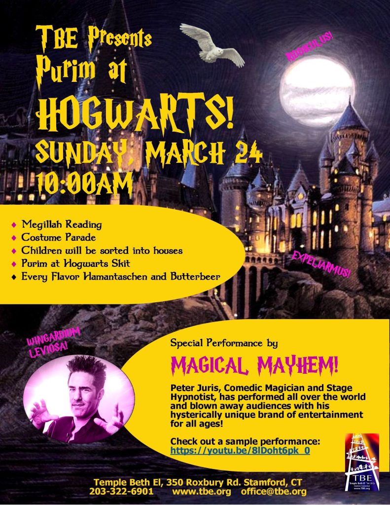 Purim at Hogwarts and Magical Mayhem @ Temple Beth El