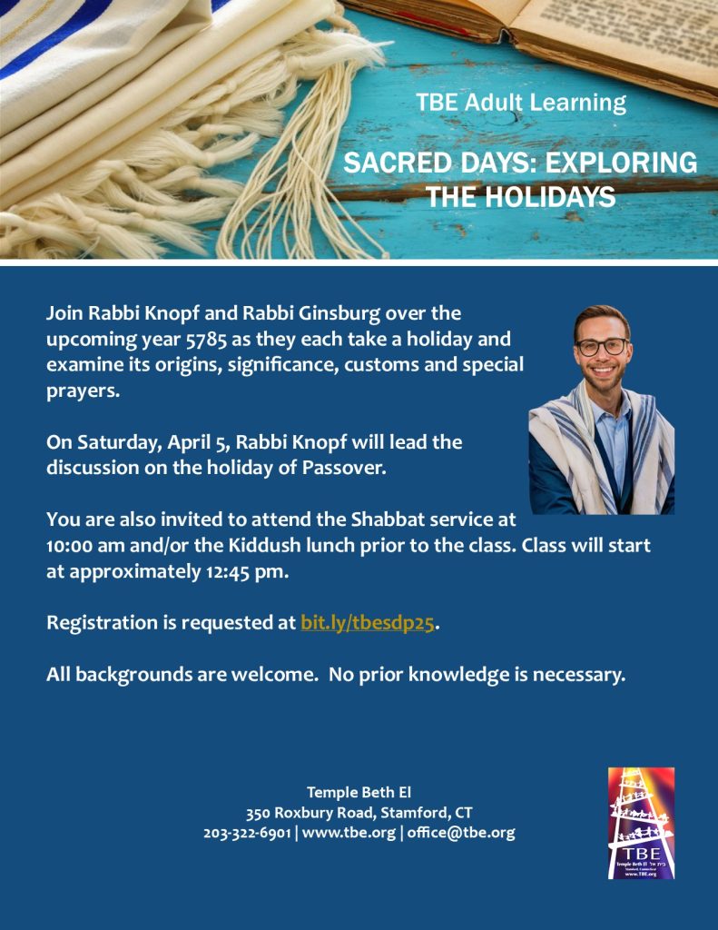 Sacred Days - Passover @ Temple Beth El