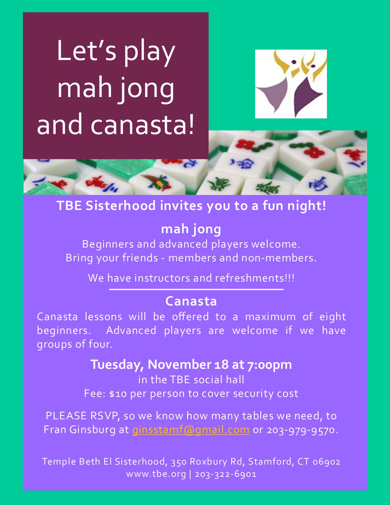 Mah Jong and Canasta @ Temple Beth El