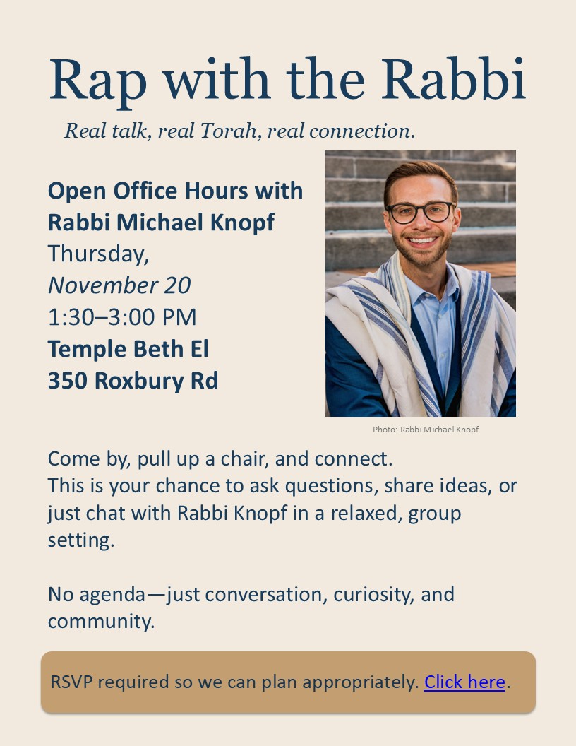 Rap with the Rabbi @ Temple Beth El