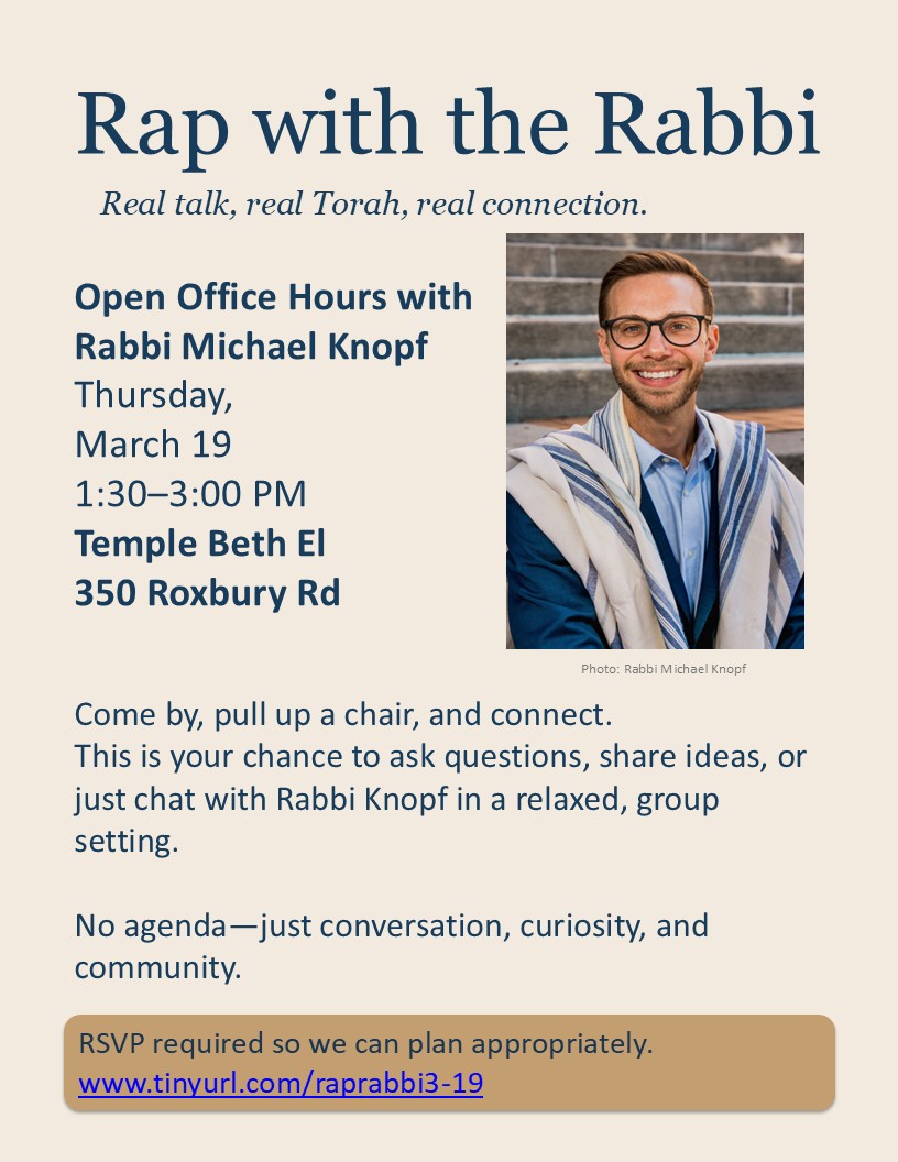 Rap with the Rabbi @ Temple Beth El