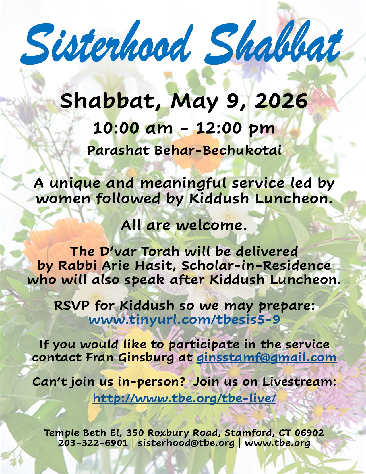 Sisterhood Shabbat @ Temple Beth El