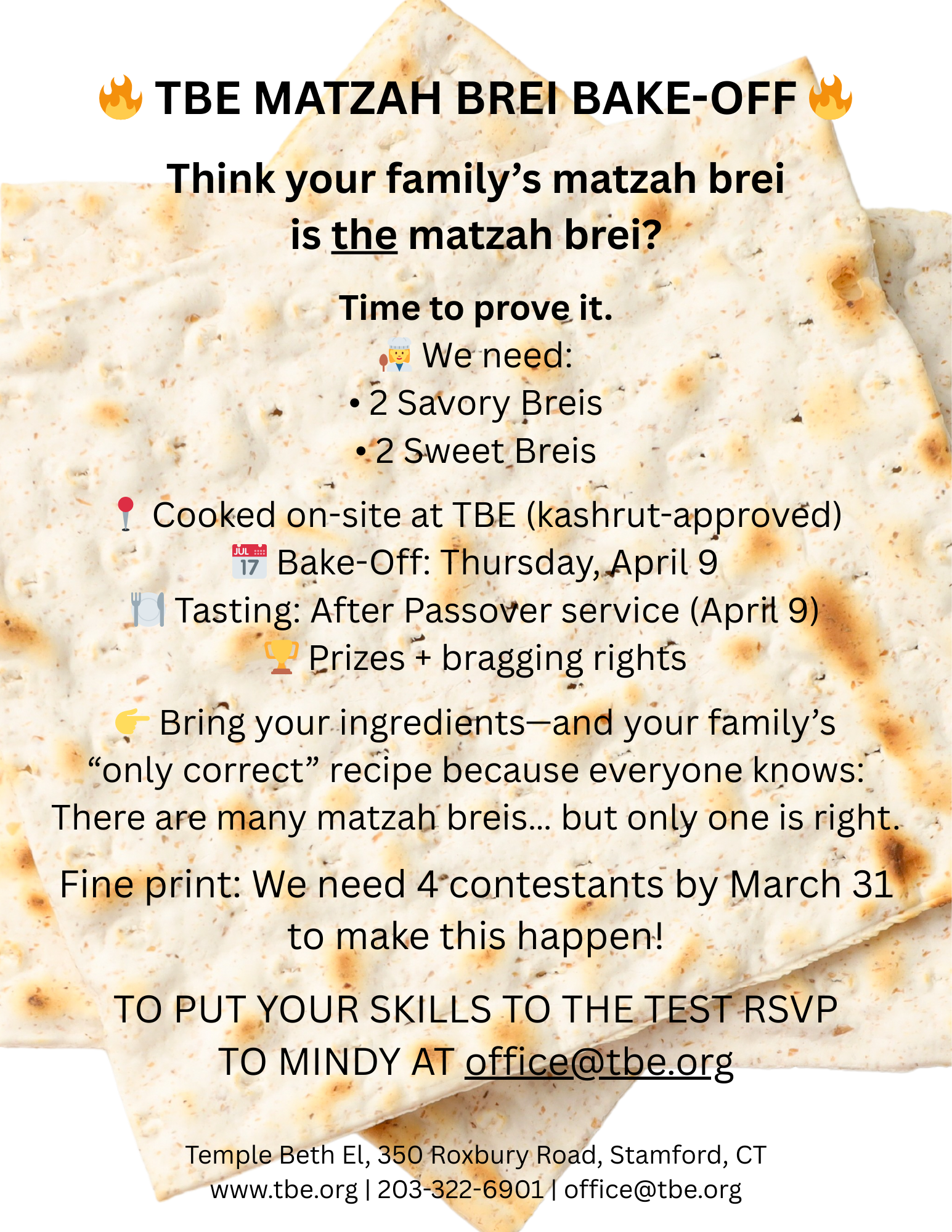 TBE Matzah Brei Bake-Off