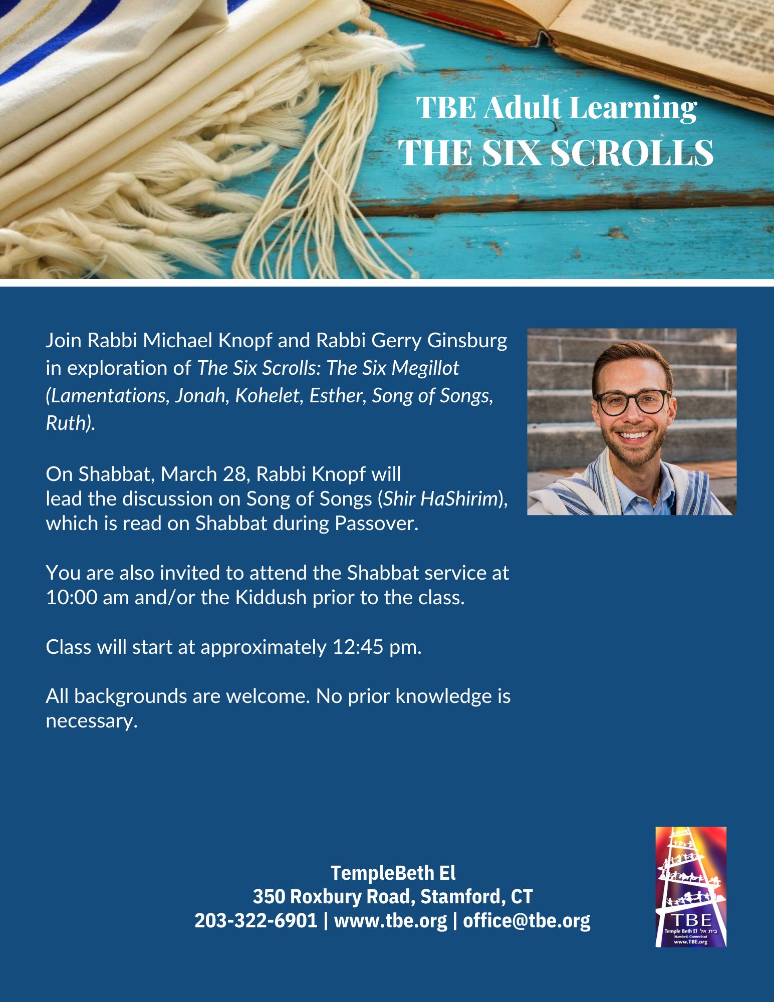 TBE Adult Learning: The Six Scrolls @ Temple Beth El