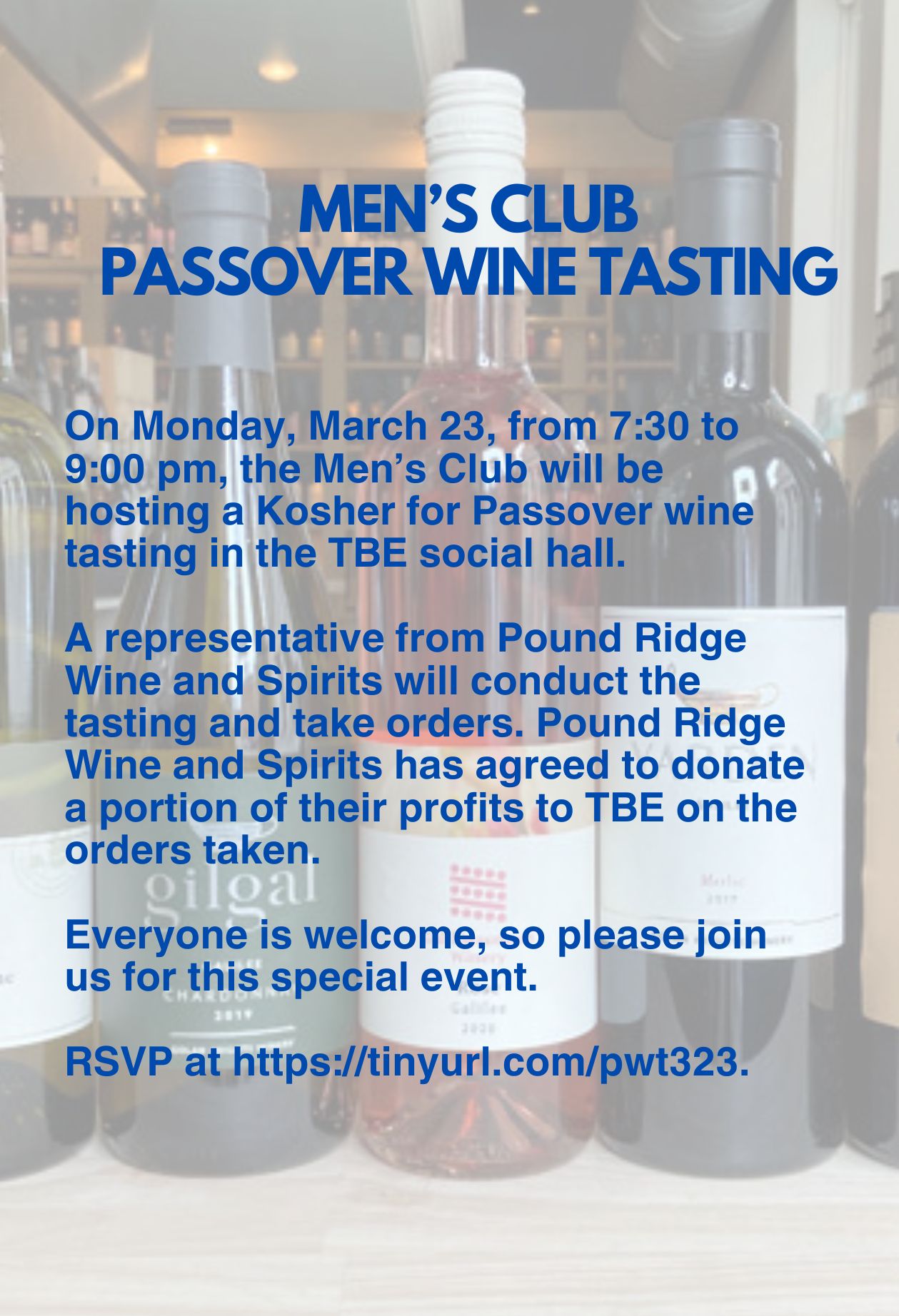 Men's Club Passover Wine Tasting